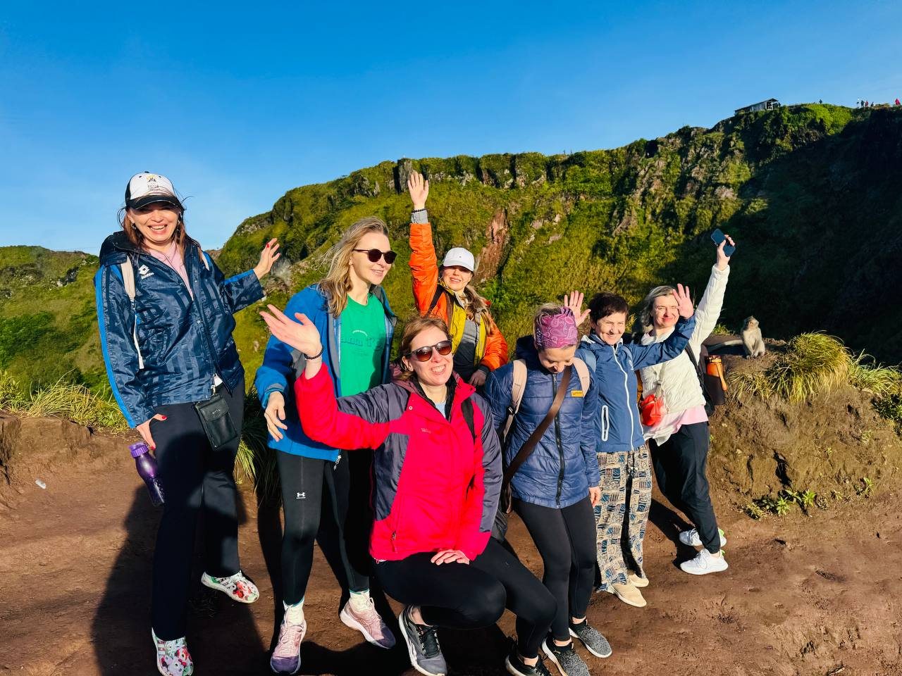 The group on the rim of the Batur crater at sunrise